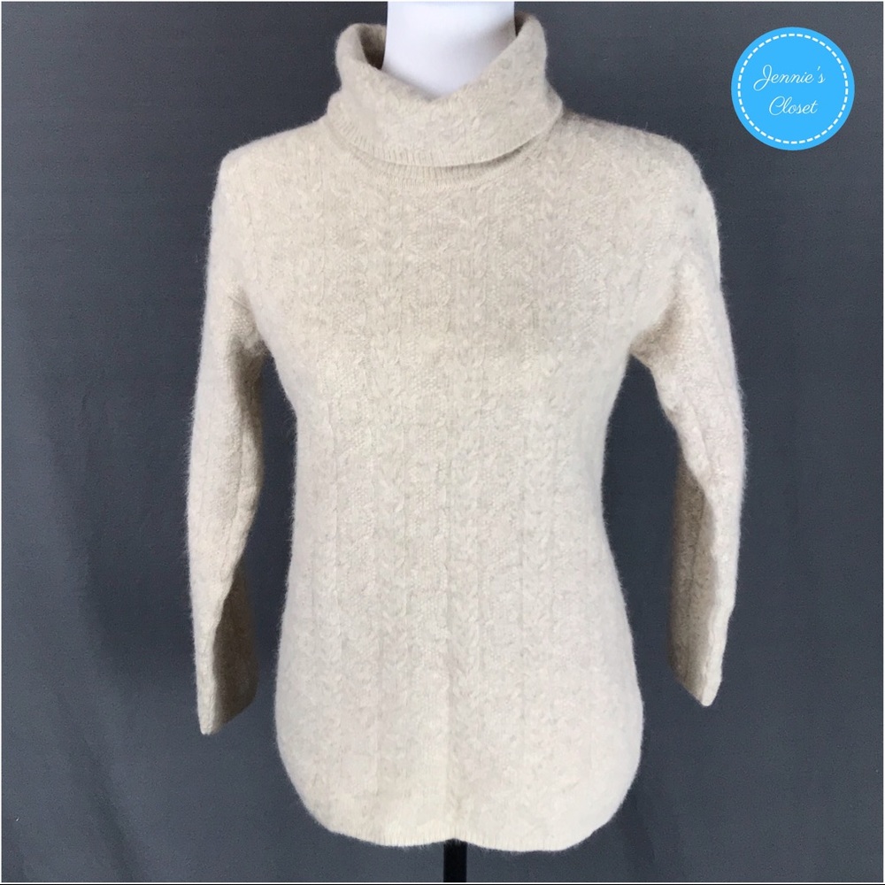Vtg Jeanne Pierre Cable Knit Turtleneck Sweater